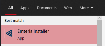 Find the installer in the Windows start menu